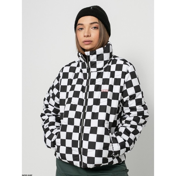 Vans Jackets & Blazers - NWT Vans Foundry Checkerboard Puffer Jacket Black/White
